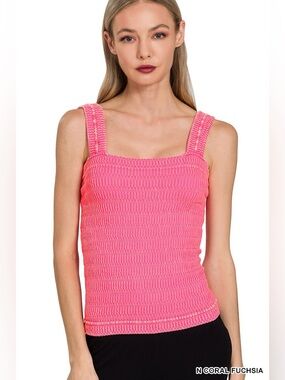 Zenana Seamless Winkle Stone Washed Tank Top🆕